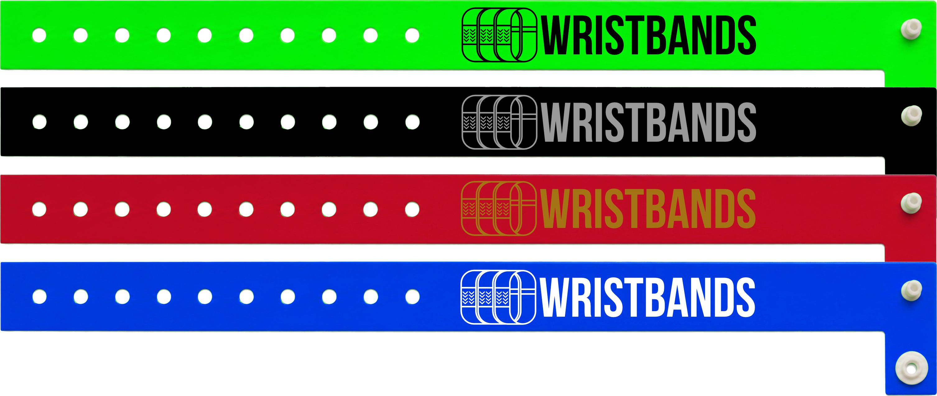 Bedrukte vinyl polsbandjes in verschillende kleuren